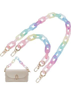 Acrylic Bag Handles & Metal Clasp - 2pcs Decorative Chain Straps for Handbags
